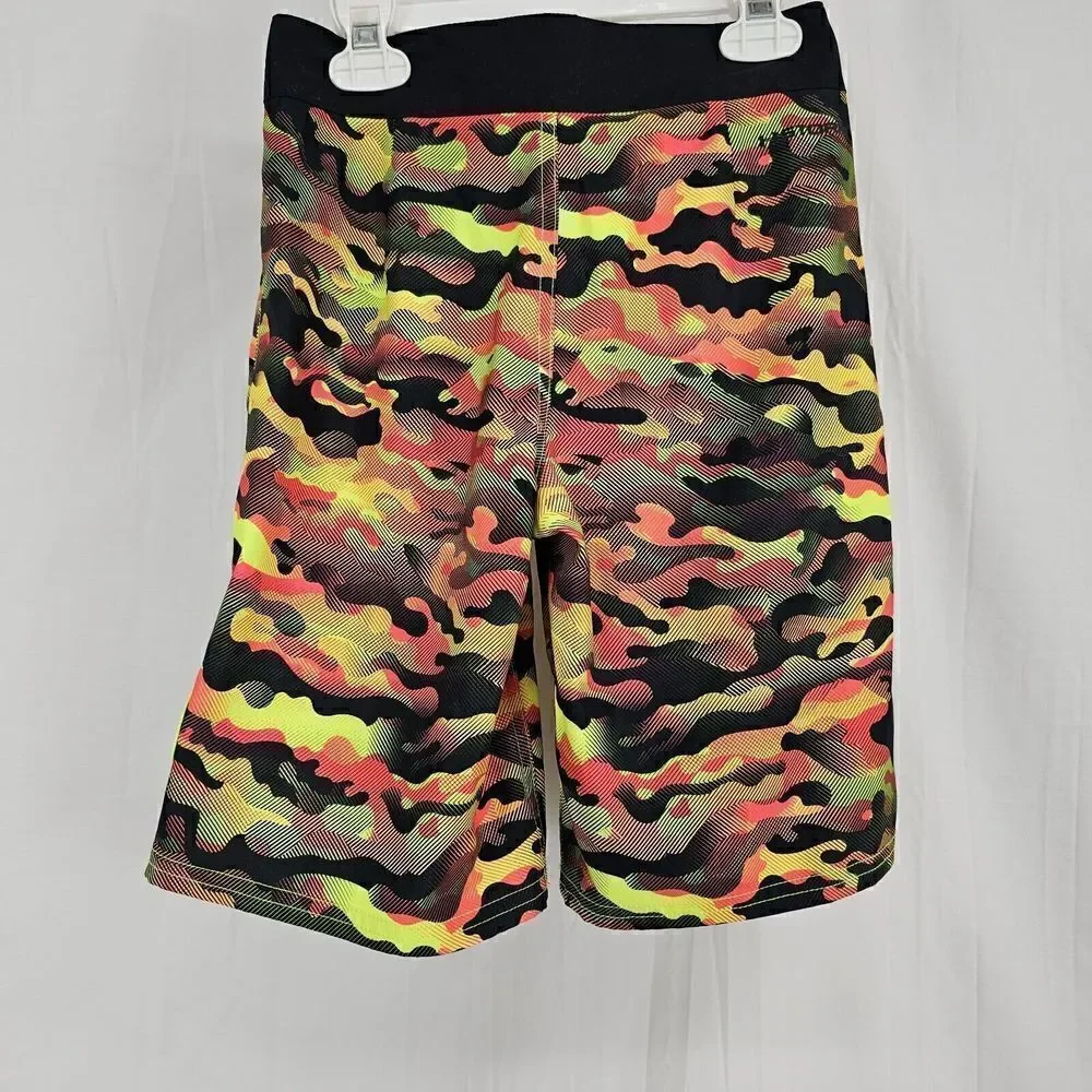 Under Armour Yellow Orange Black Camo Swim Board Shorts Size 23